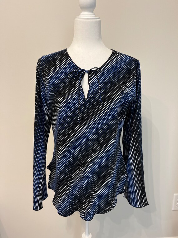 90s does 70s Giorgio Fiorlini blouse, blue polka … - image 1