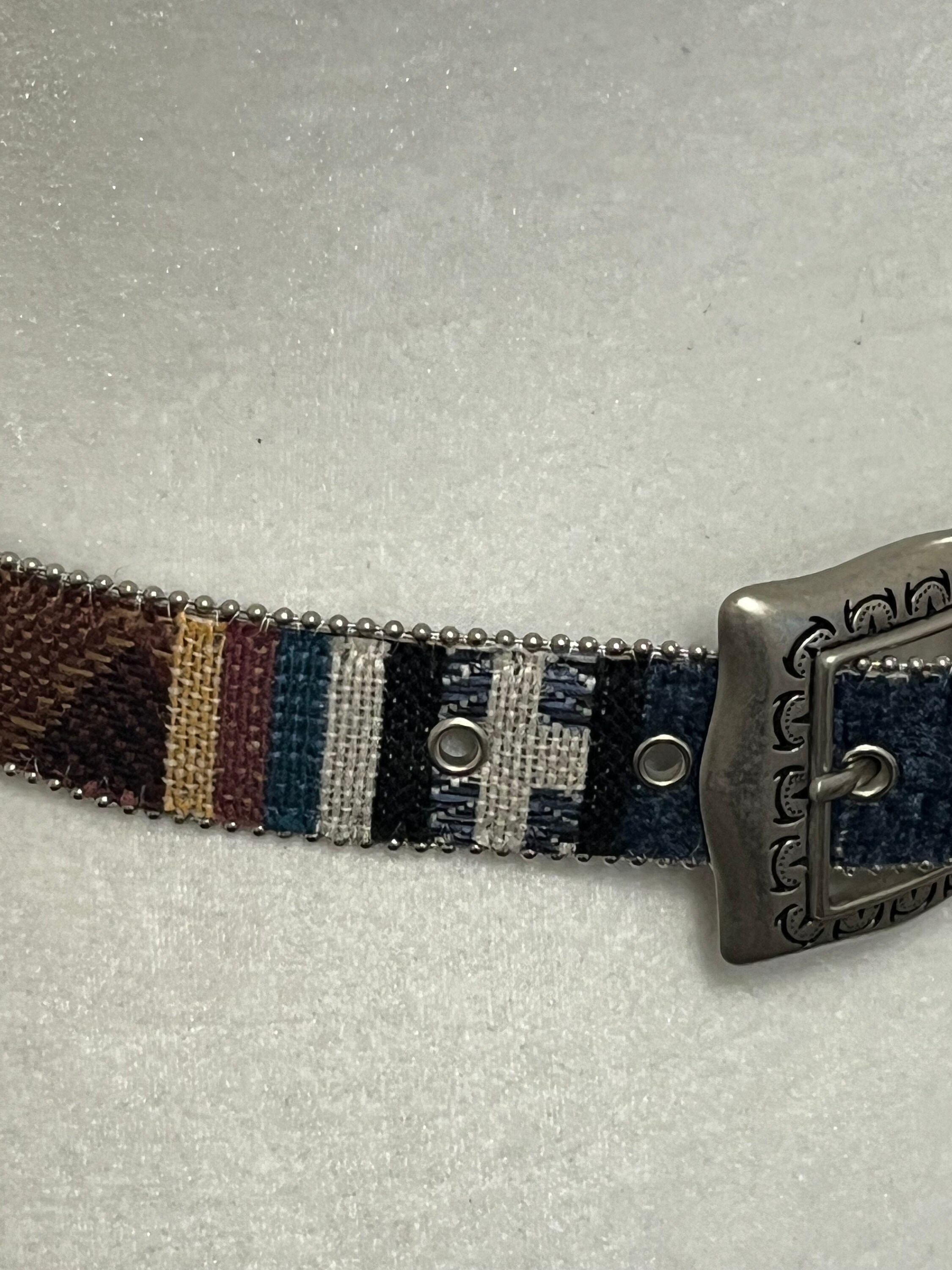 Vintage Elite Fresno California Belt, Brown and Blue Striped  display picture 1