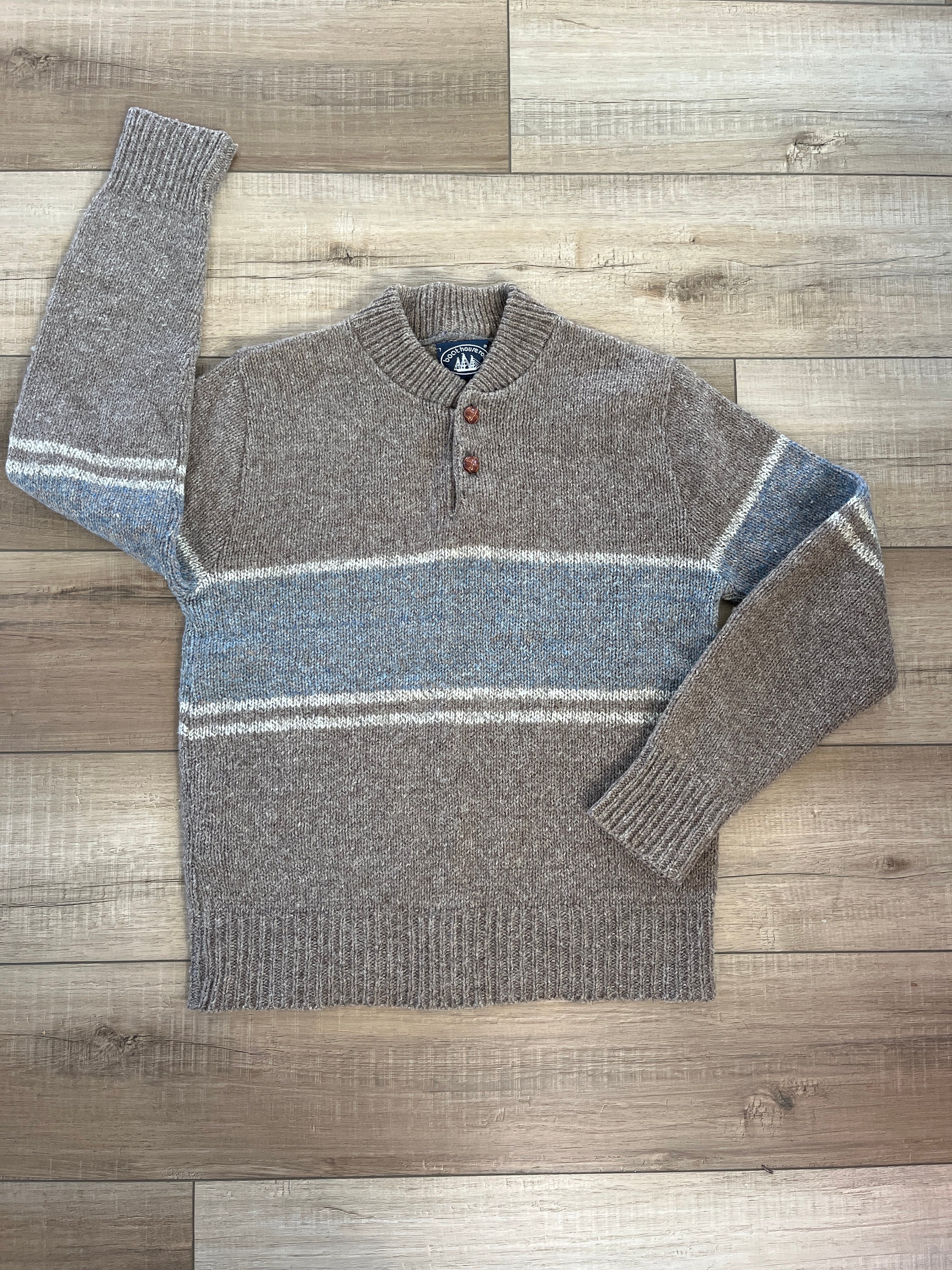 90s Wool Blend Sweater, Boathouse Row Henley Sweater, Striped 