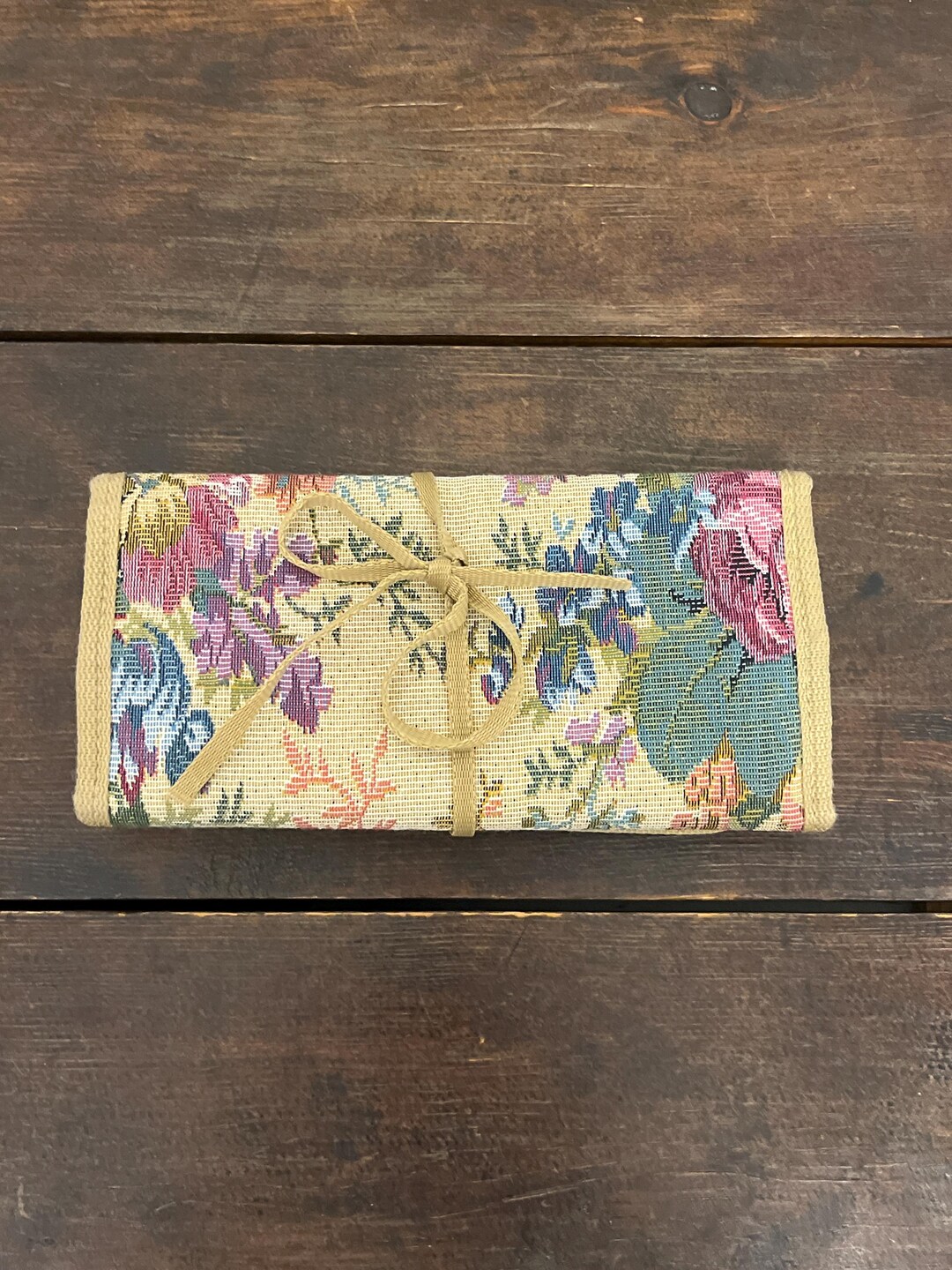 Vintage Tapestry Jewelry Roll, Jewelry Storage, Jewelry Travel Case ...