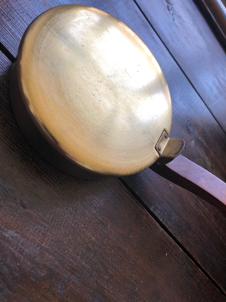 Vintage Brass Bed Warmer Bed Warming Pan Wooden Handle Etsy
