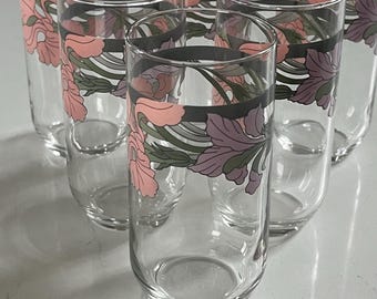 Lot de 6 verres à eau Noritake Cafe Du Soir, gobelets floraux années 80 et 90