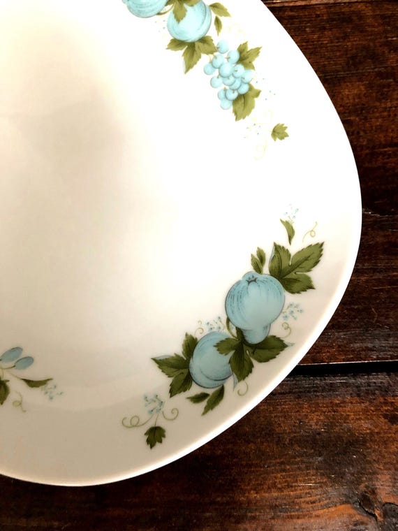 60s 70s Noritake Blue Orchard Platter, Cookin Serve China, Vintage