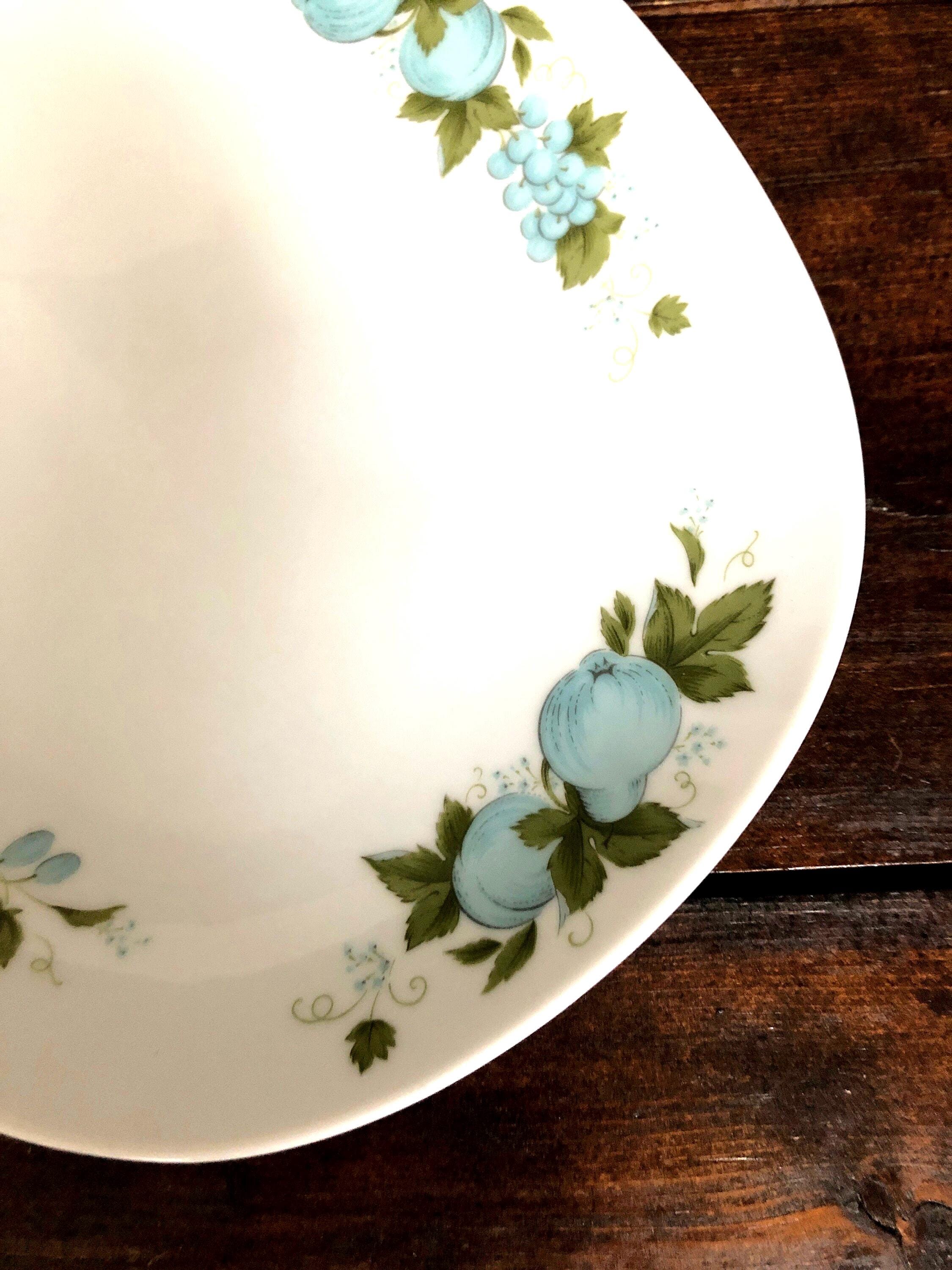 60s 70s Noritake Blue Orchard Platter, Cookin Serve China, Vintage