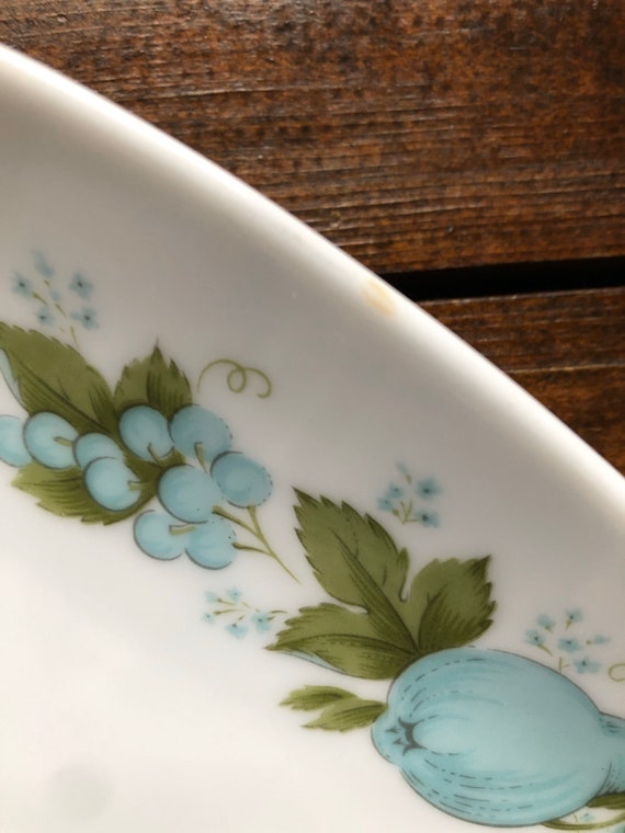60s 70s Noritake Blue Orchard Platter, Cookin Serve China, Vintage