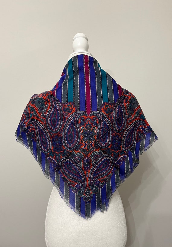 80s Liz Sinclair acrylic fringe scarf, large shaw… - image 1