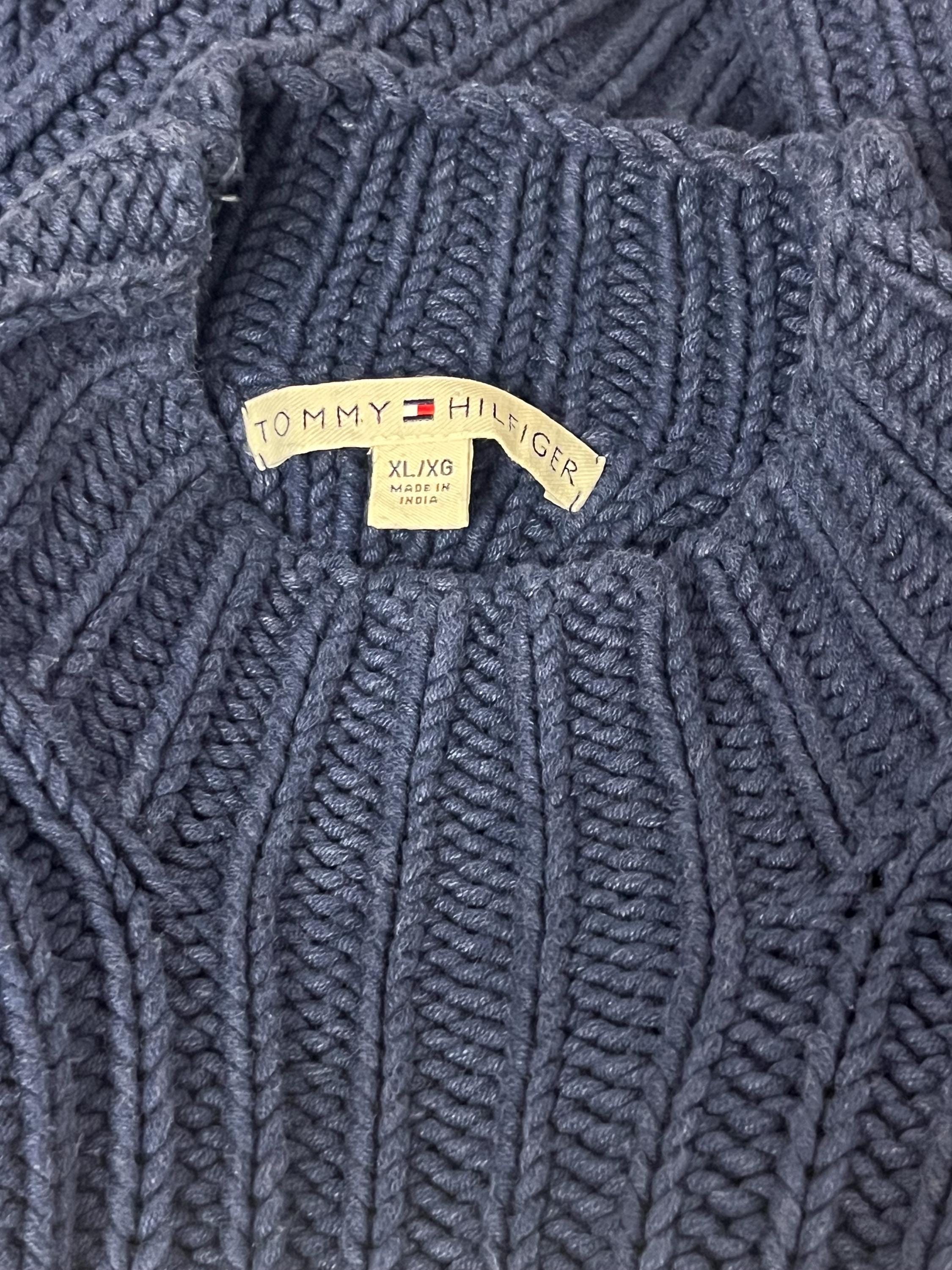 Y2K Tommy Hilfiger Blue Ribbed Sweater, 