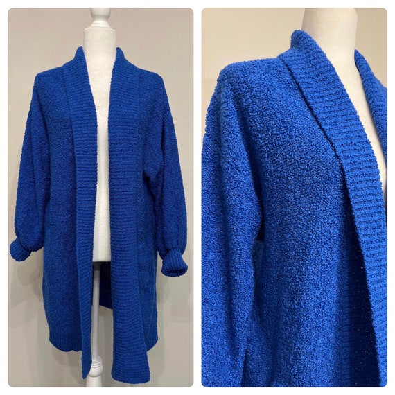 80s royal blue long cardigan, Robinson’s boucle s… - image 1