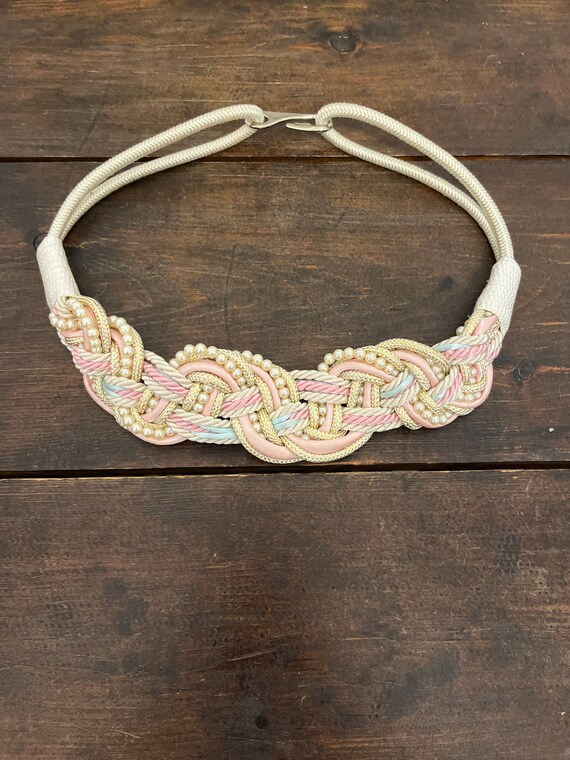 80s braided beaded belt, vintage wide rope belt, … - image 7