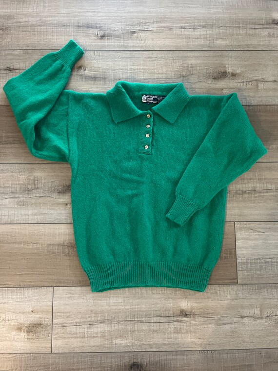 80s green shetland wool sweater, Windsor Shirt Co… - image 1