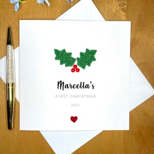 Première carte de Noël personnalisée, premier Noël de bébé, carte de Noël faite à la main, carte de Noël souvenir pour bébé