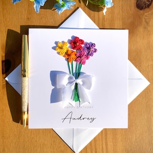 Jeden Anlass Blumenkarte, Karte für Freund, Geburtstagskarte, glücklich Rente, denken an Sie, gute Besserung, personalisierte Karte