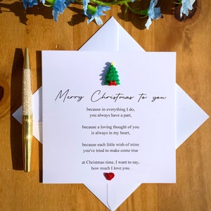 Tarjeta navideña con poema, tarjeta navideña sentimental, palabras de amor, tarjeta de amor personalizada, Palabras dulces en Navidad, TLC0111