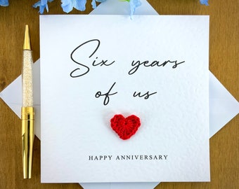 Six years of us card, anniversary card, personalised second anniversary card, card for him, anniversary card for her, TLC0307