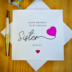 Tarjeta de cumpleaños con globo para hermana, tarjeta personalizada para hermana, tarjeta de cumpleaños para hermana adulta, tarjeta para cumpleaños de hermana, hermana mayor, TLC033x