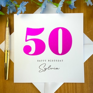 50th birthday card, sparkly 50th card, personalised 50th birthday card, birthday card, happy birthday card, TLC0328