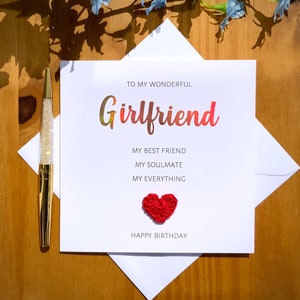 Cartão de aniversário personalizado para namorada, cartão de namorada, cartão de crochê, cartão de aniversário romântico, cartão de aniversário para namorada