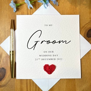 An meinen Bräutigam an unserem Hochzeitstag, Hochzeitstagskarte für den Bräutigam, Hochzeitskarte, Karte von der Braut, Karte von der Braut, TLC0172
