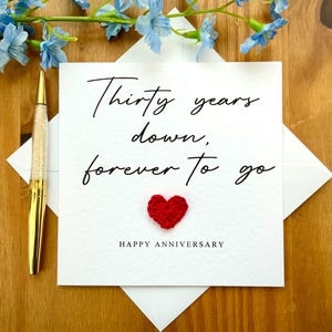 Tarjeta de 30 aniversario, treinta años cumplidos, tarjeta de aniversario personalizada, tarjeta para él, tarjeta de aniversario para ella, TLC0518