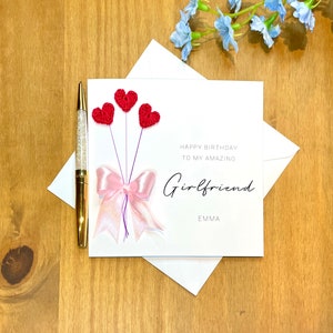 Freundin Geburtstagskarte, personalisierte Freundin Karte, Herzballon Karte, I love you, handgemachte Karte für Freundin, schöne Karte für sie