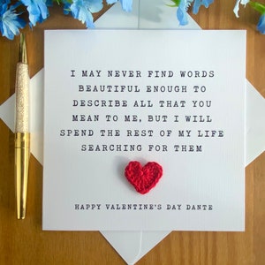 Mots d'amour, carte de Saint-Valentin pour lui, pour elle, l'amour de ma vie, carte de l'âme soeur, TLC0325