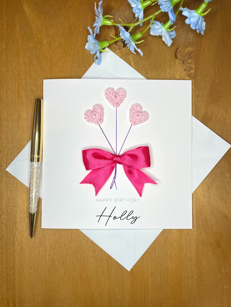 Personalised Birthday Card for Her Card With Bow Bouquet Etsy UK