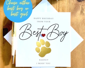 Birthday card from the dog, best boy, best girl, card from pet, dog dad, dog mum card, personalised dog card, paw card, I woof you, TLC0003