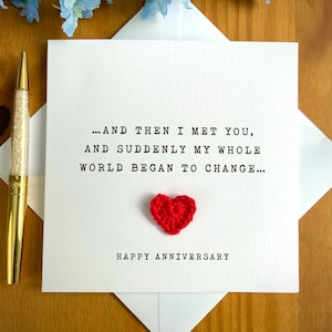 Carte d'anniversaire, carte d'anniversaire romantique pour lui, mots doux pour elle, et puis je vous ai rencontré et mon monde a commencé à changer, TLC0399