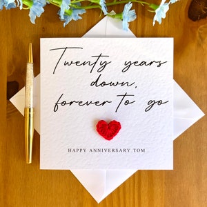 Tarjeta de aniversario número 20, veinte años para siempre, tarjeta de aniversario personalizada, tarjeta para él, tarjeta de aniversario para ella, TLC0214