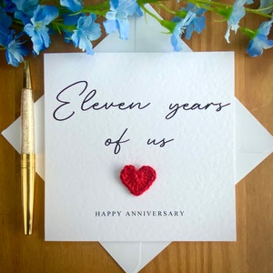 Tarjeta de aniversario de 11 años, tarjeta de aniversario número 11, tarjeta de aniversario personalizada, tarjeta para él, tarjeta de aniversario para ella, TLC0315