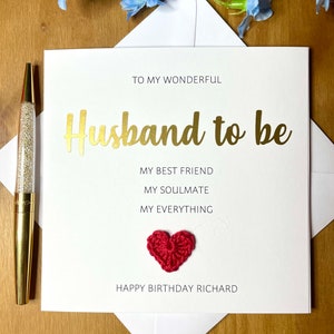 Carte d'anniversaire pour futur mari, carte personnalisée pour futur mari, carte d'anniversaire en vinyle doré, futur mari, carte pour futur mari