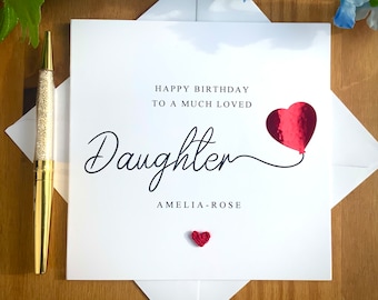 Tarjeta de cumpleaños para hija, tarjeta de cumpleaños con globo para hija, tarjeta de cumpleaños para hija, cumpleaños especial para hija. TLC0317