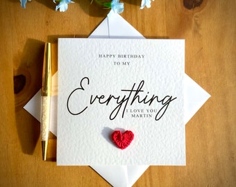 My everything birthday card, card for soulmate, card for lover, husband birthday card, wife birthday card, fiancé card, personalised card