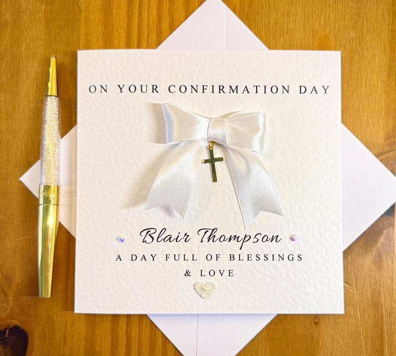 Confirmation Day Card for Girls or Boys: Handmade Linen Card With ...