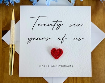 26周年記念カード：クロシェハート、パーソナライズされた記念品、TLC0447