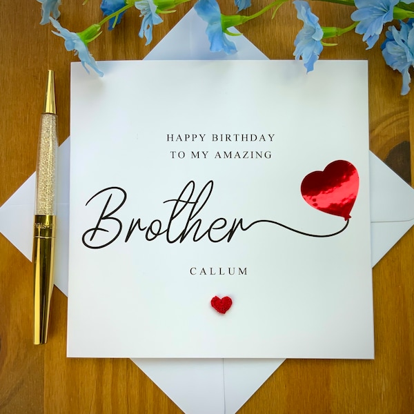 Brother birthday card, brother foil balloon card, adult brother birthday card, birthday card for brother, bro birthday. TLC0335