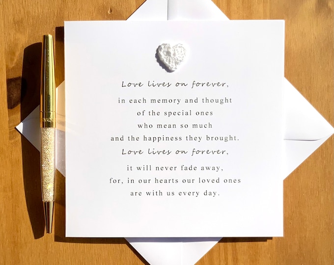 Sympathy card, condolences, bereavement card, thinking of you, sympathy poem, TLC0023