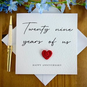 Tarjeta de veintinueve años de nosotros, tarjeta de aniversario número 29, tarjeta de aniversario de boda personalizada, tarjeta para él, tarjeta de aniversario para ella, TLC0450