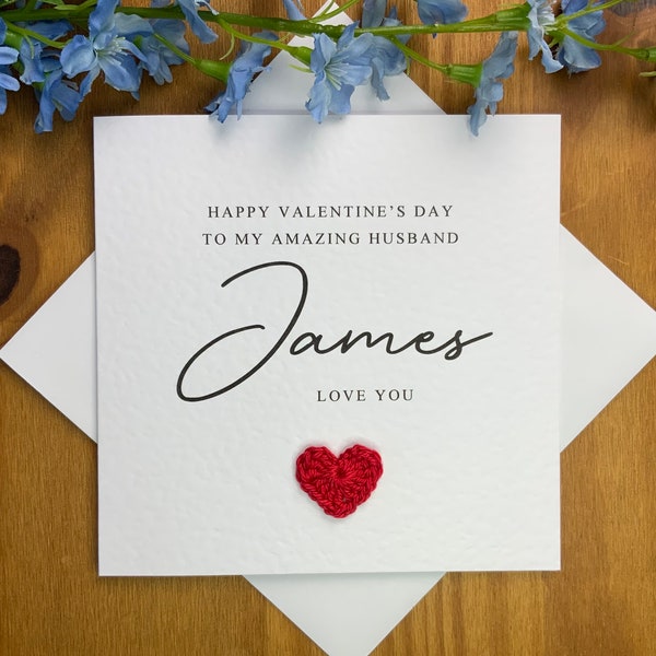 Husband Valentine’s Day card, personalised card for husband, luxury textured valentines card, happy valentines card for hubby TLC0303 VAL