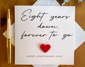 8th ANNIVERSARY　ANNIVERSARY THANKS FAIR 8th Anniversary Card: Crochet Heart, Personalised Keepsake