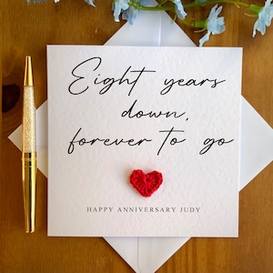 Tarjeta del 8º aniversario, ocho años menos para siempre, tarjeta de aniversario personalizada, tarjeta para él, tarjeta de aniversario para ella, TLC0184