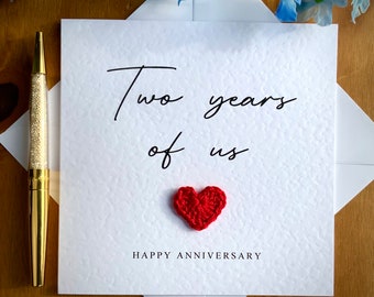 Two years of us card, anniversary card, personalised second anniversary card, card for him, anniversary card for her, TLC0306