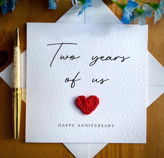 Second Anniversary Card: Crochet Heart, Two Years of Us, TLC0305