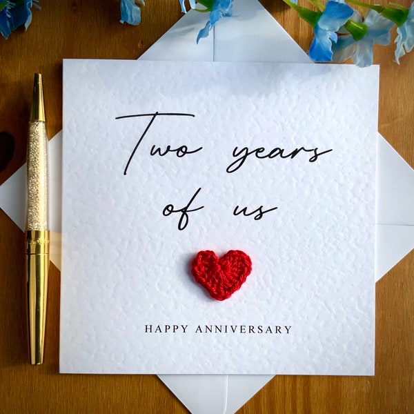 Two years of us card, anniversary card, personalised second anniversary card, card for him, anniversary card for her, TLC0306