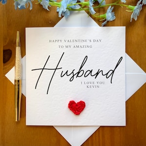 Husband Valentine’s Day card, personalised card for husband, luxury textured valentines card, happy valentines card for hubby TLC0097