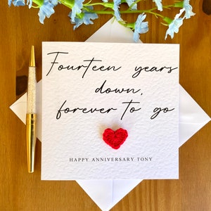 Carte du 14e anniversaire, quatorze ans plus tard, carte d'anniversaire personnalisée, carte pour lui, carte d'anniversaire pour elle, TLC0208