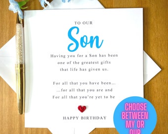 Carte d'anniversaire de fils, poème de fils, carte d'anniversaire de fils adulte, carte d'anniversaire pour fils, anniversaire de fils spécial. TLC0050