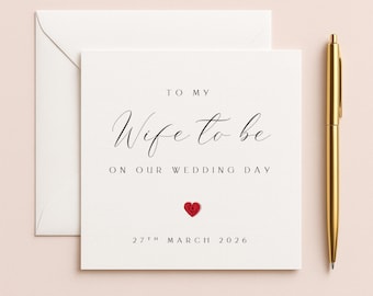 Wife To Be Wedding Card, Personalised Wedding Day Card For Groom, Handmade Crochet Heart Card, Elegant Hammered, TLC0764 WIFE