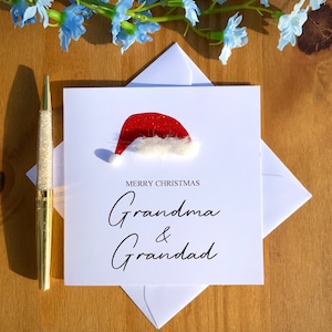 Cartões de Natal personalizados, conjunto de cartões de Natal, pacote de cartões de Natal, chapéu de Papai Noel brilhante, cartões de Natal feitos à mão, cartões de Natal, TLC0143