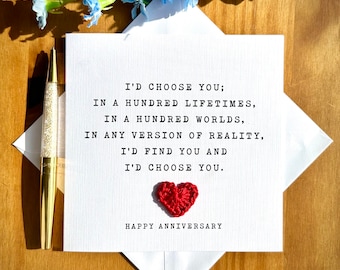Romantic Anniversary Card: Cotton Heart, Words of Love, TLC0287